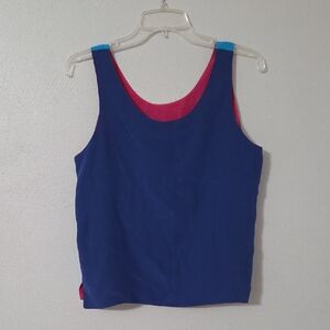 Blue and Pink Women's Sleeveless Blouse